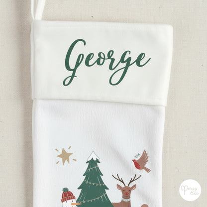 Personalised Forest Theme Christmas Stocking