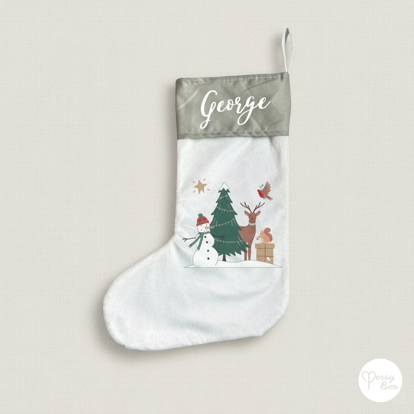Personalised Forest Theme Christmas Stocking