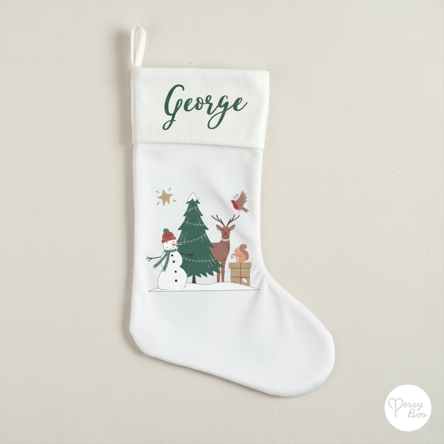 Personalised Forest Theme Christmas Stocking