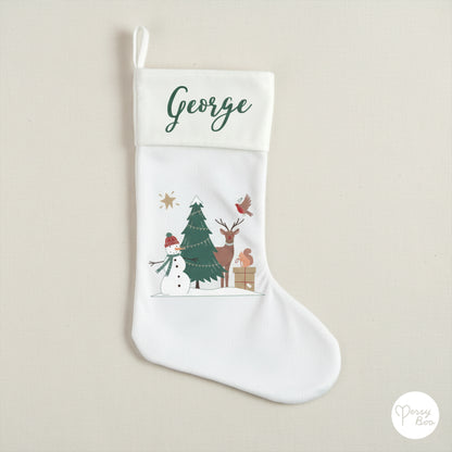 Personalised Forest Theme Christmas Stocking