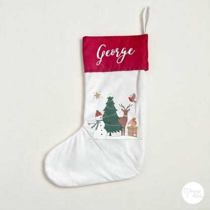 Personalised Forest Theme Christmas Stocking