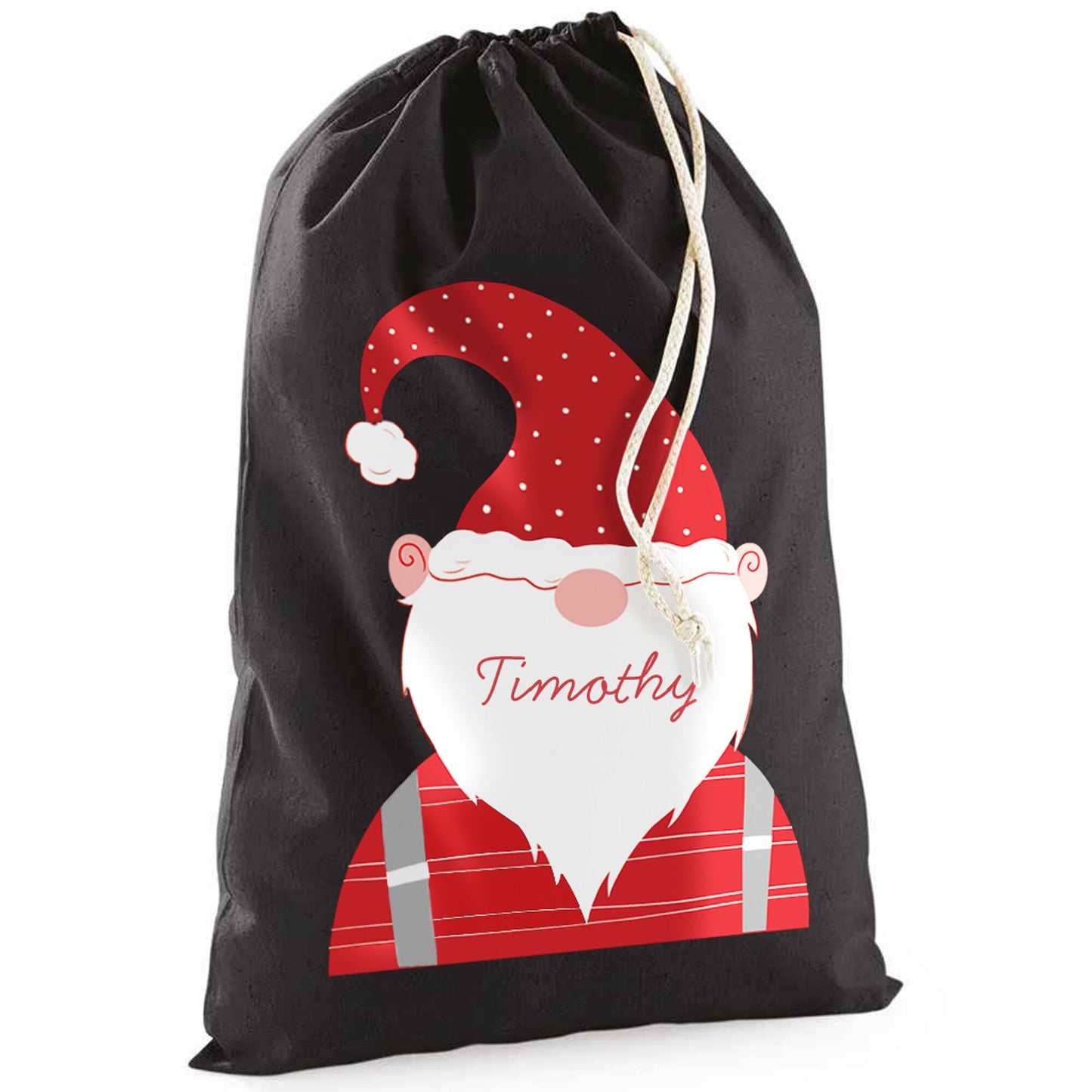 Personalised Christmas Gnome Santa Sack