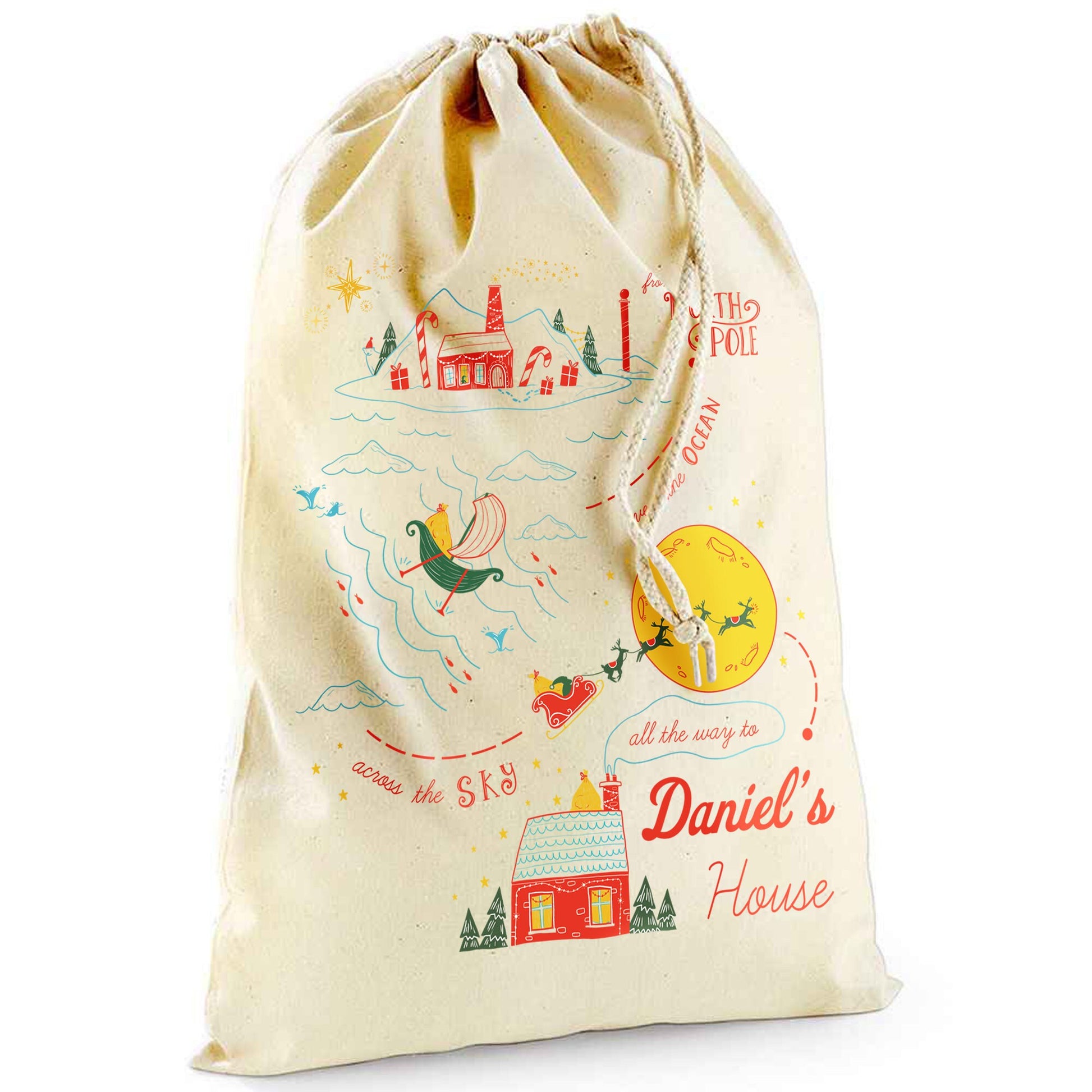 Personalised Santa Sacks, North Pole Child's Christmas Gift Sack, Kids Santa Bag, Santa Toy Bag, Santa Toy Sack, Kids Christmas Gift Bag