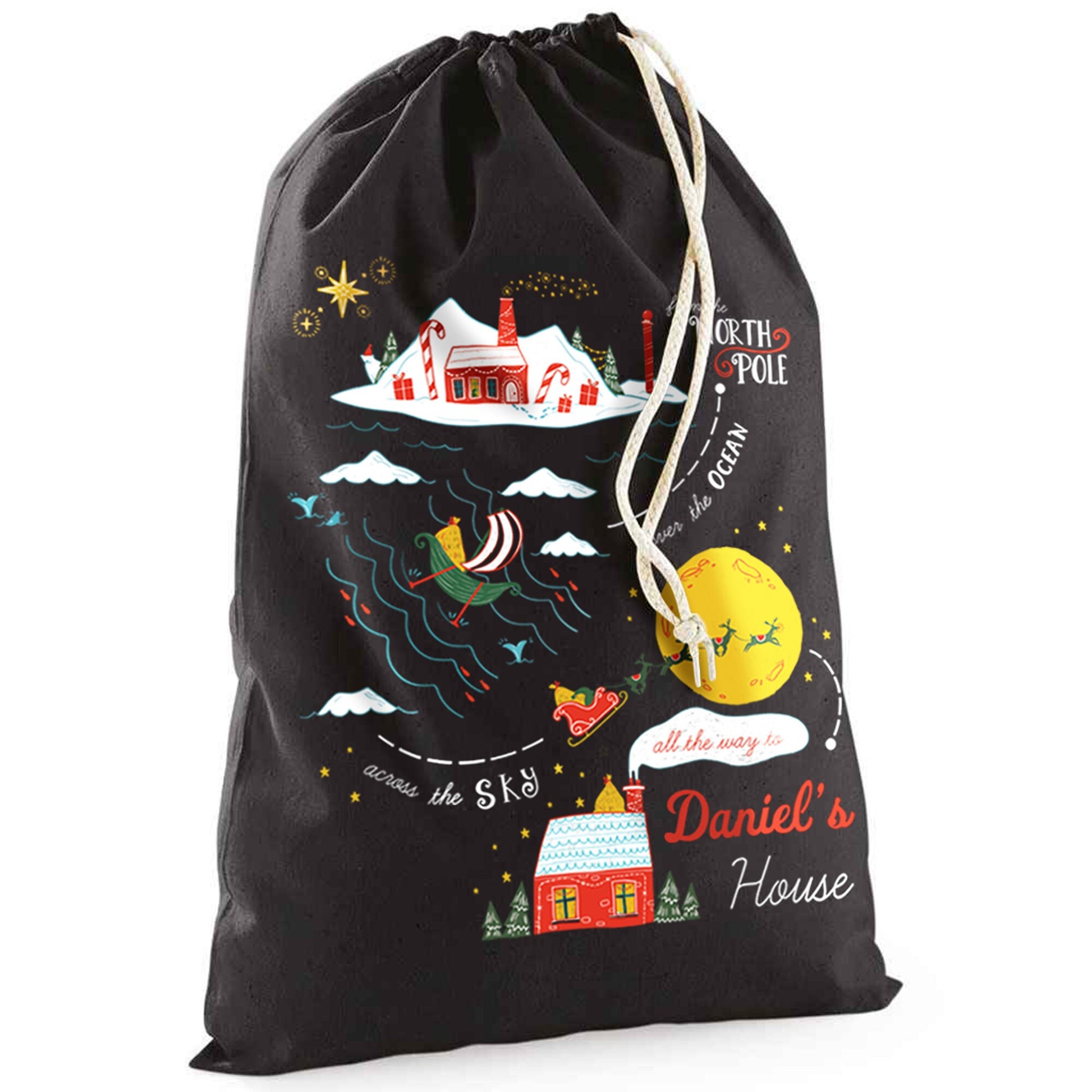 Personalised Santa Sacks, North Pole Child's Christmas Gift Sack, Kids Santa Bag, Santa Toy Bag, Santa Toy Sack, Kids Christmas Gift Bag