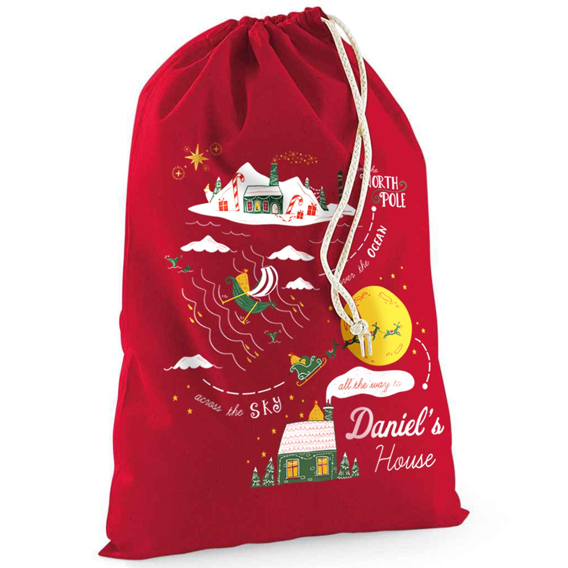 Personalised Santa Sacks, North Pole Child's Christmas Gift Sack, Kids Santa Bag, Santa Toy Bag, Santa Toy Sack, Kids Christmas Gift Bag
