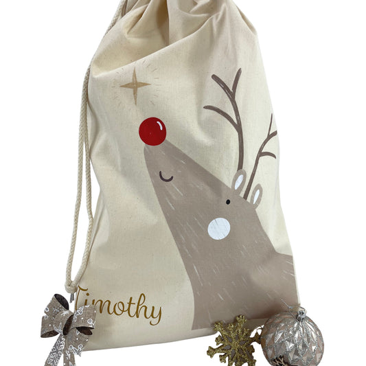 Personalised Santa Sacks | Rudolf Sack | Gift Bags | Christmas Eve Box Idea | Custom xmas gift | Personalised bags
