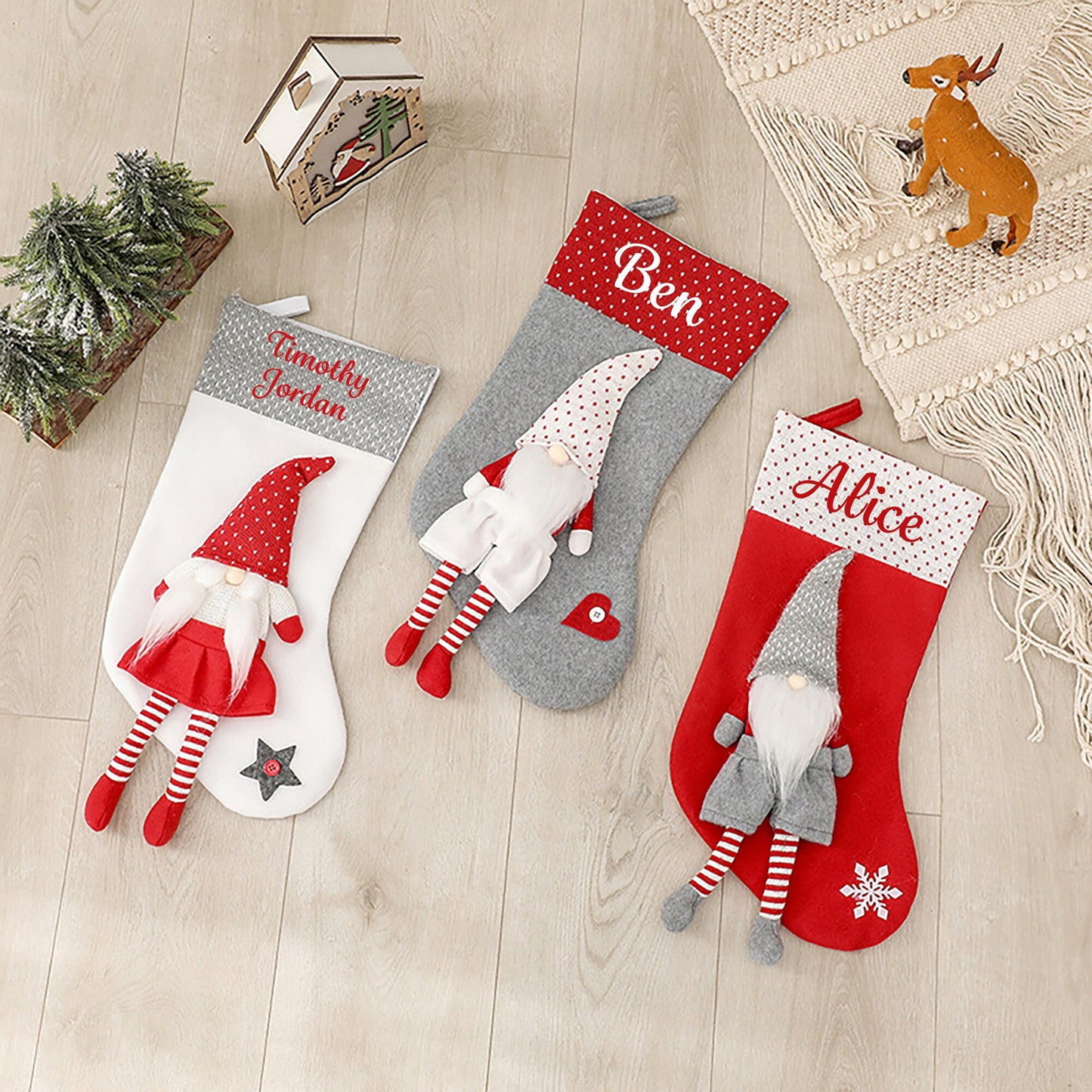 Personalised Christmas Stocking Gnome Design