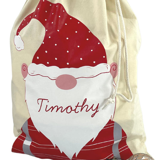 Personalised Christmas Gnome Santa Sack