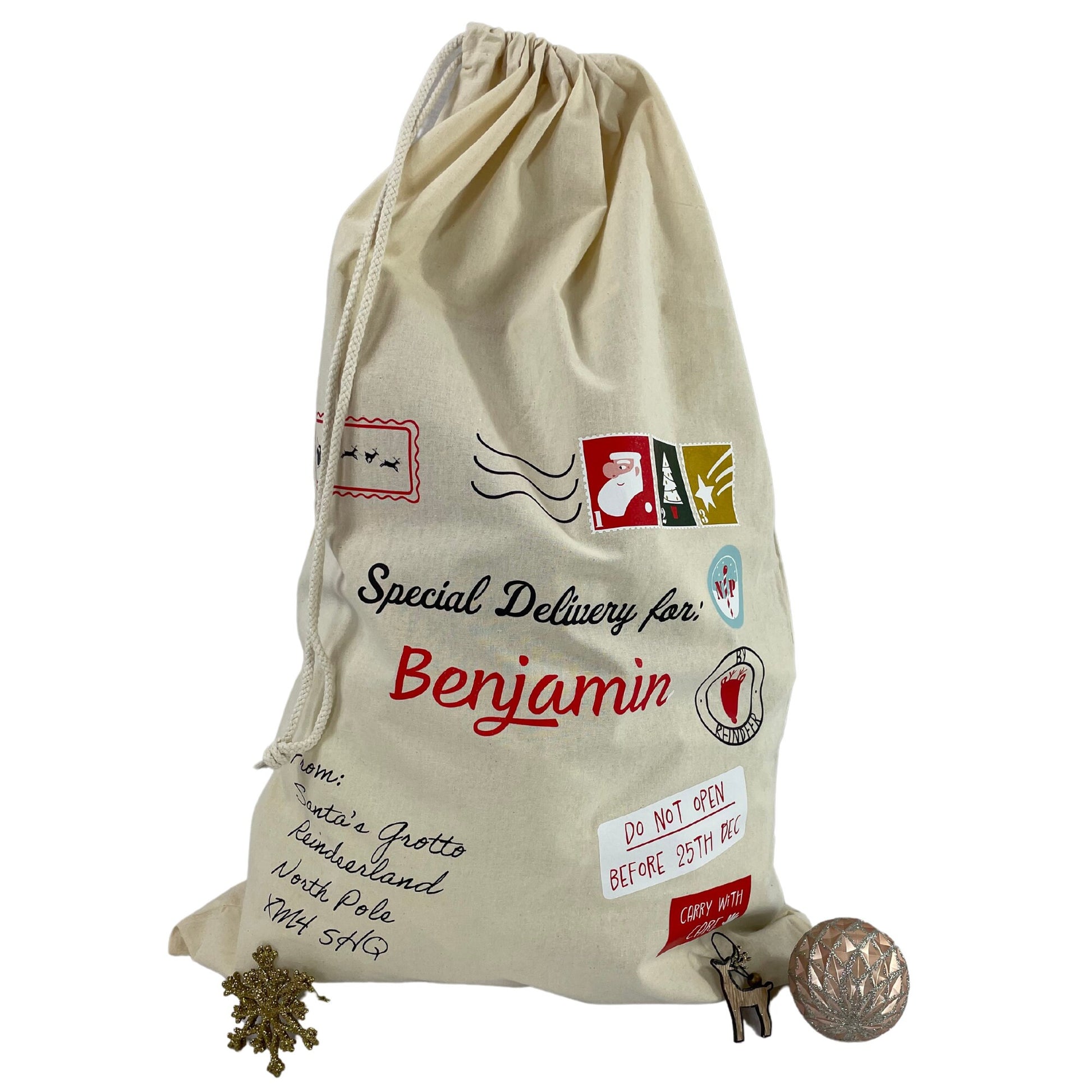 Personalised Christmas Sack, Custom Christmas Gift, Kids Santa Sack, Christmas Gift Sack, Child's Toy Bag, Fun Kids Gift, Kids Drawstring