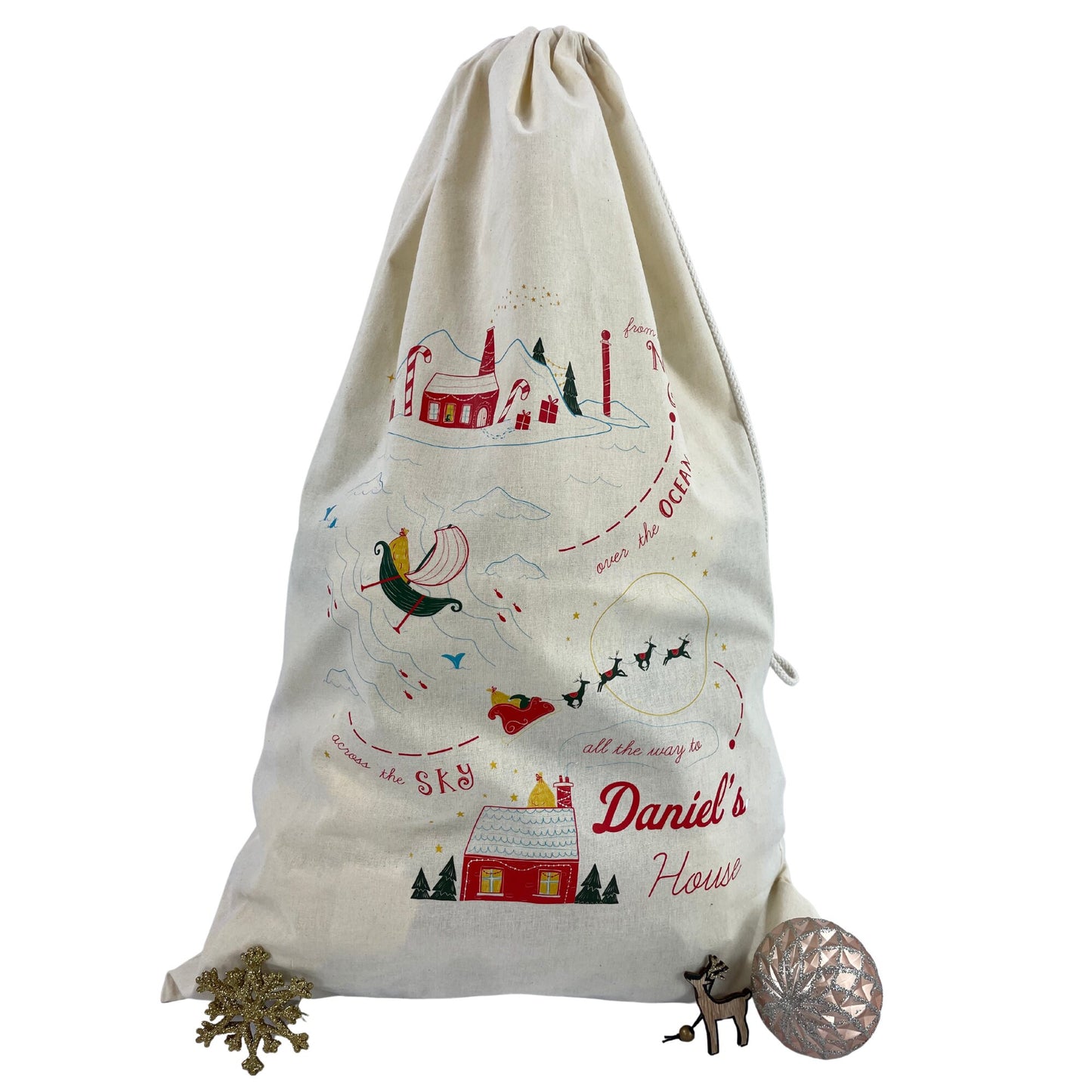 Personalised Santa Sacks, North Pole Child's Christmas Gift Sack, Kids Santa Bag, Santa Toy Bag, Santa Toy Sack, Kids Christmas Gift Bag