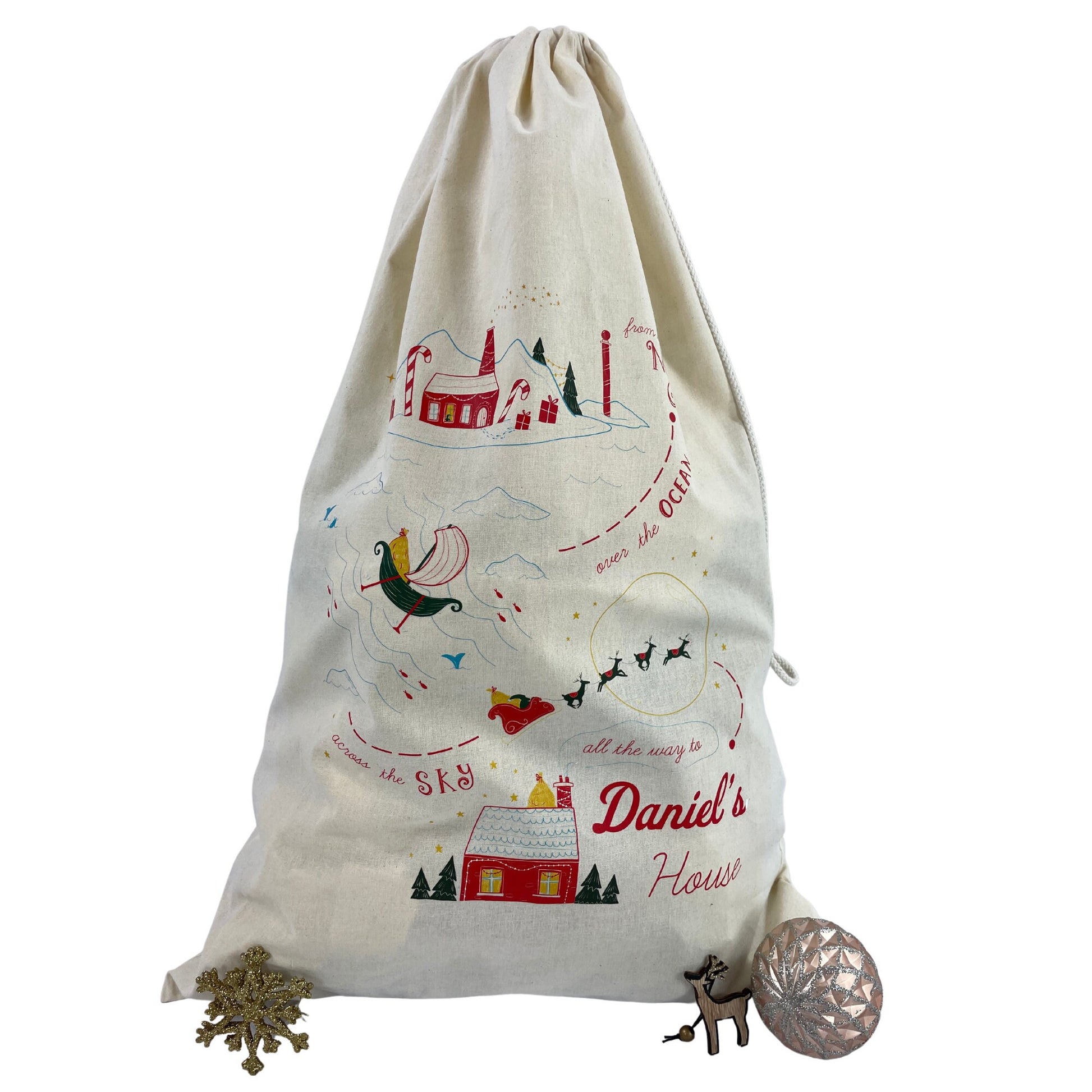 Personalised Santa Sacks, North Pole Child's Christmas Gift Sack, Kids Santa Bag, Santa Toy Bag, Santa Toy Sack, Kids Christmas Gift Bag