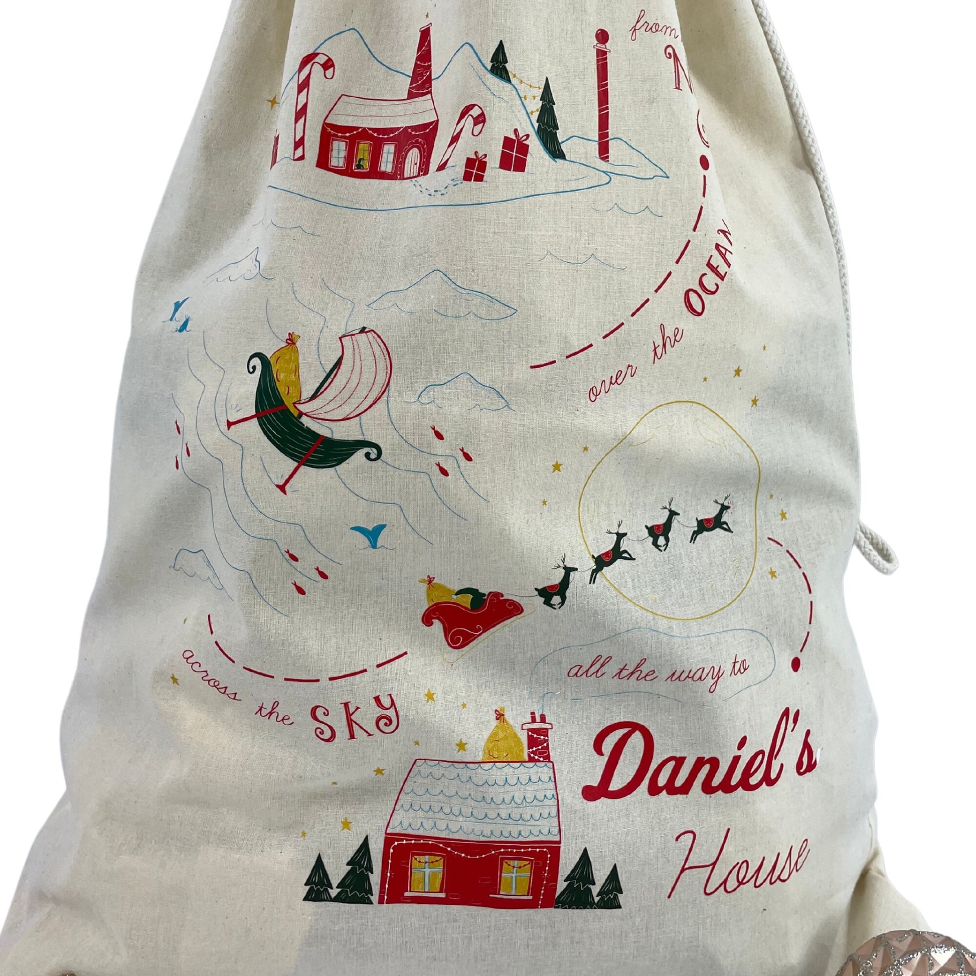 Personalised Santa Sacks, North Pole Child's Christmas Gift Sack, Kids Santa Bag, Santa Toy Bag, Santa Toy Sack, Kids Christmas Gift Bag