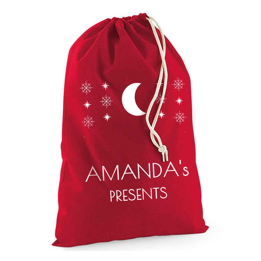 Custom Moon Bag-Christmas Sack Personalised-Drawstring Moon -Holiday Sack-Christmas Gift Bag With Name-Large Sack-Holiday Kid Gifts
