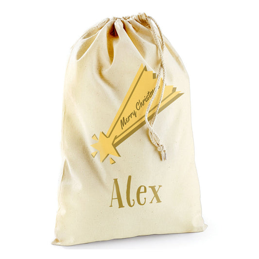 Custom Shooting Star Bag-Christmas Sack Personalised-Drawstring bag -Holiday Sack-Christmas Gift Bag With Name-Large Sack-Holiday Kid Gifts