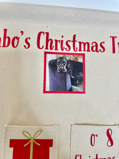 Pets Personalised Handmade Christmas Treats Advent Calendar, Wall Hanging, Reusable, Xmas Decoration, Gift, Christmas,  Add a photo.
