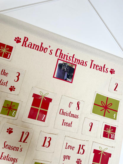 Pets Personalised Handmade Christmas Treats Advent Calendar, Wall Hanging, Reusable, Xmas Decoration, Gift, Christmas,  Add a photo.