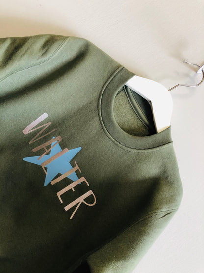 Khaki personalised star jumper - Kids
