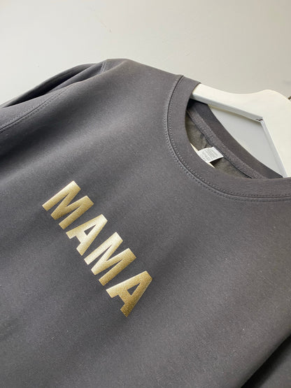 Mama charcoal & gold jumper