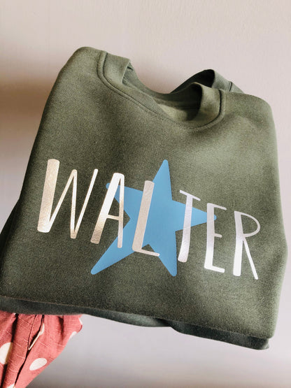 Khaki personalised star jumper - Kids