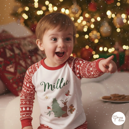Personalised Festive Forest Pyjamas - Kids and Adults - Unisex Christmas PJ Set