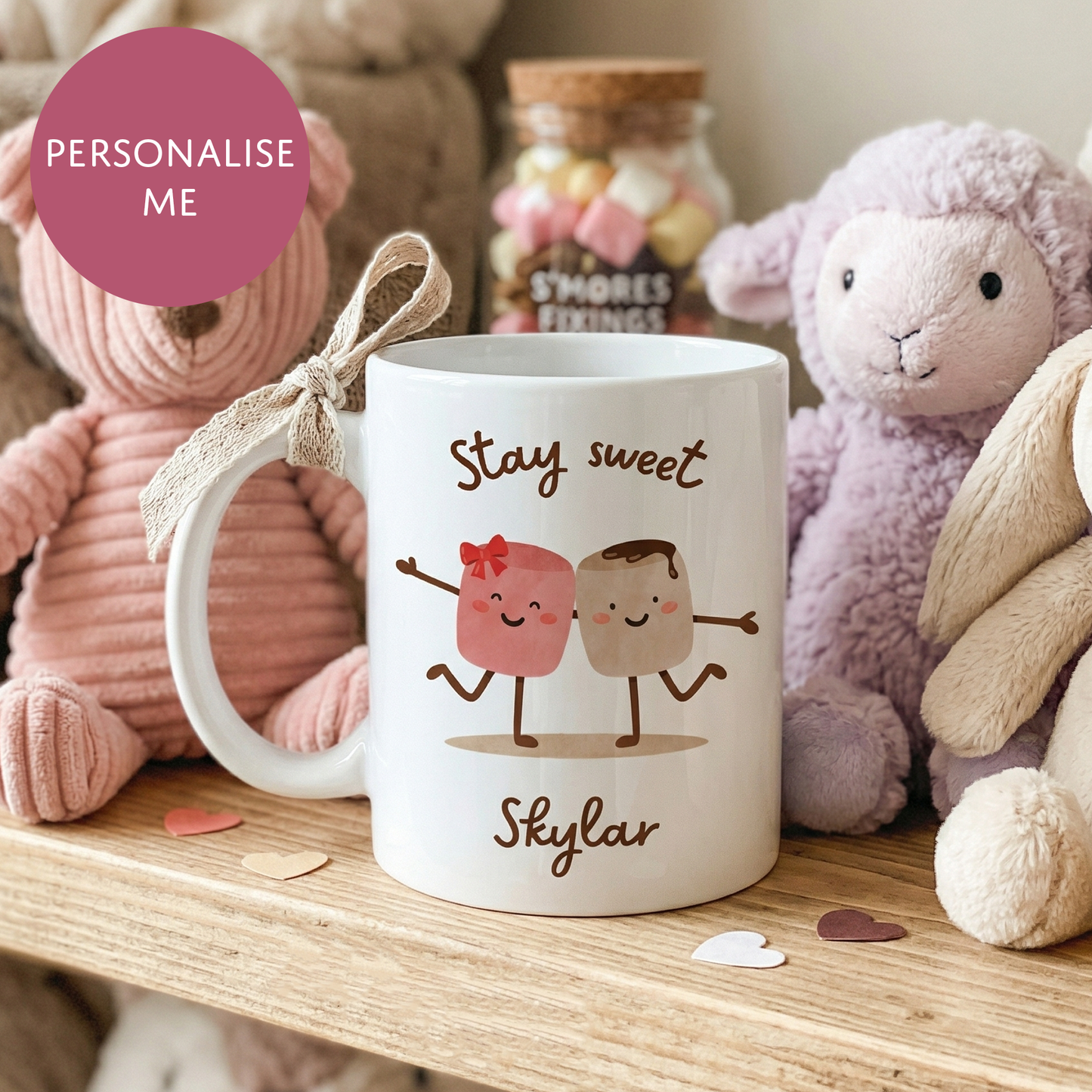 Personalised Stay Sweet Marshmallow Besties Mug - Cute Soft Toy Tea Coffee Gift for Teenage Girls