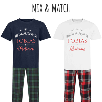 Personalised Sleigh Magic Family Christmas Pyjamas - Mix and Match - Tartan Style