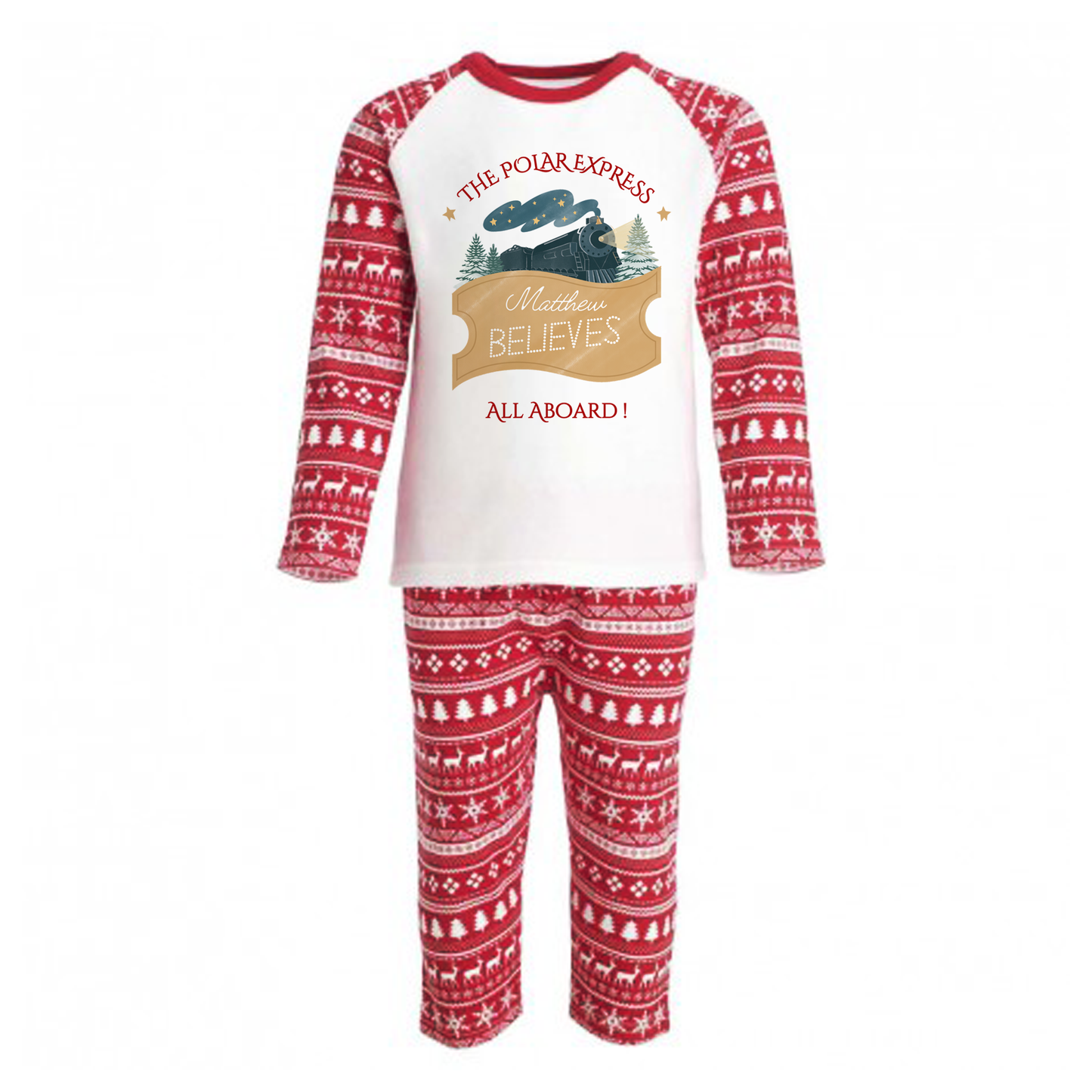 Polar Express with the Family - Personalised - Traditional Christmas Pyjamas