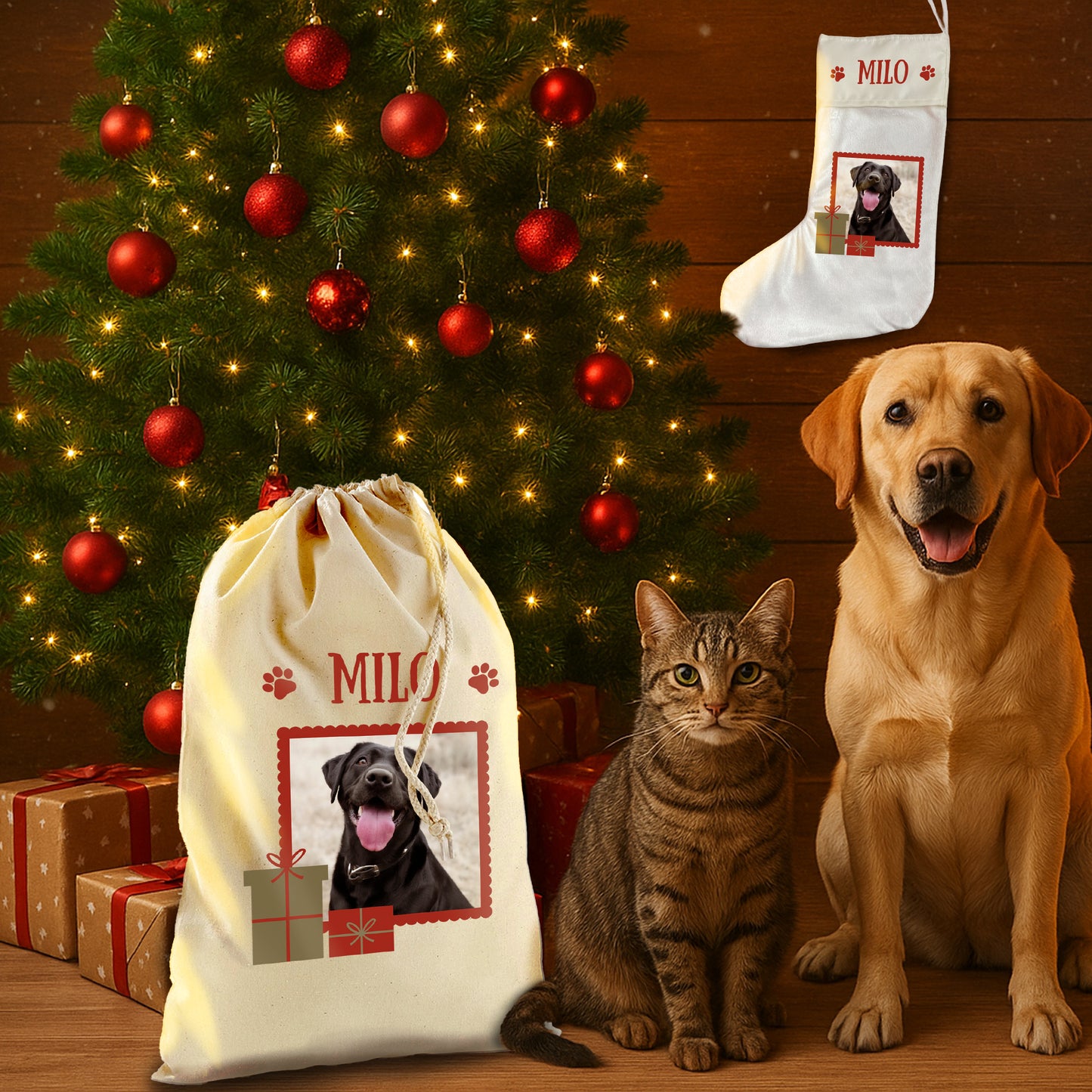 Personalised Pets Christmas Treats Gift Sack