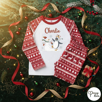 Personalised Christmas Winter Friends Pyjamas - Kids and Adults - Unisex PJ Set