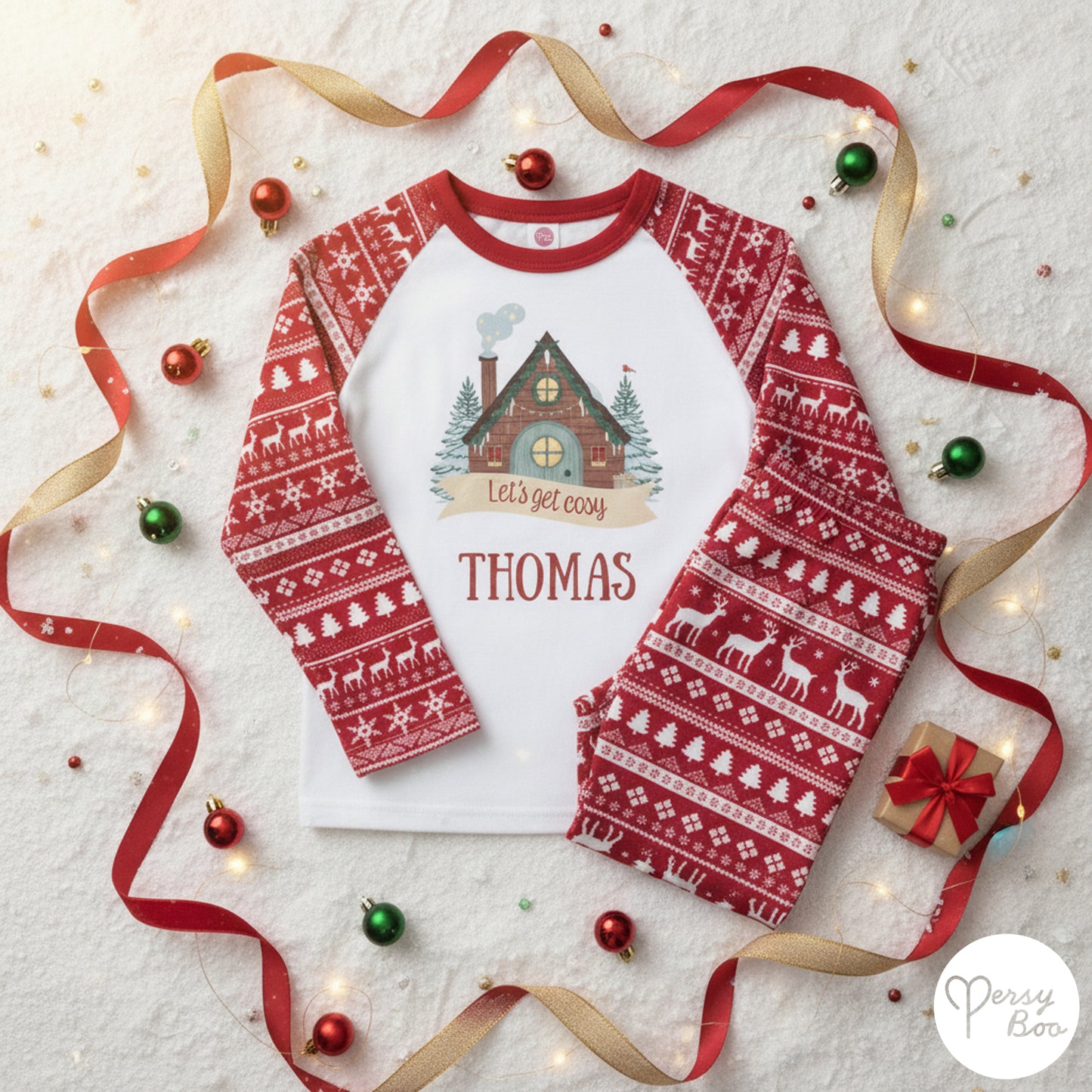 Let's Get Cosy - Personalised - Traditional Christmas Pyjamas & Rompers