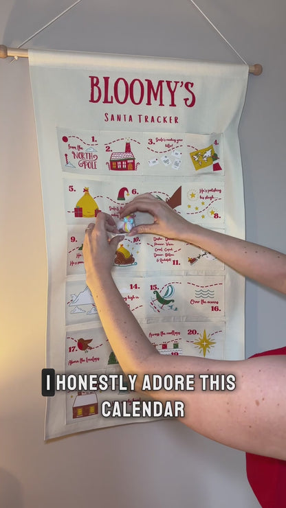 Personalised Fabric Christmas Advent Calendar - Santa Tracker