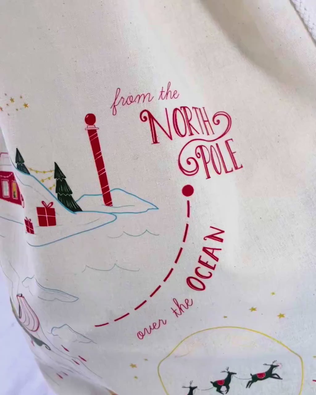 Personalised Santa Sacks, North Pole Child's Christmas Gift Sack, Kids Santa Bag, Santa Toy Bag, Santa Toy Sack, Kids Christmas Gift Bag