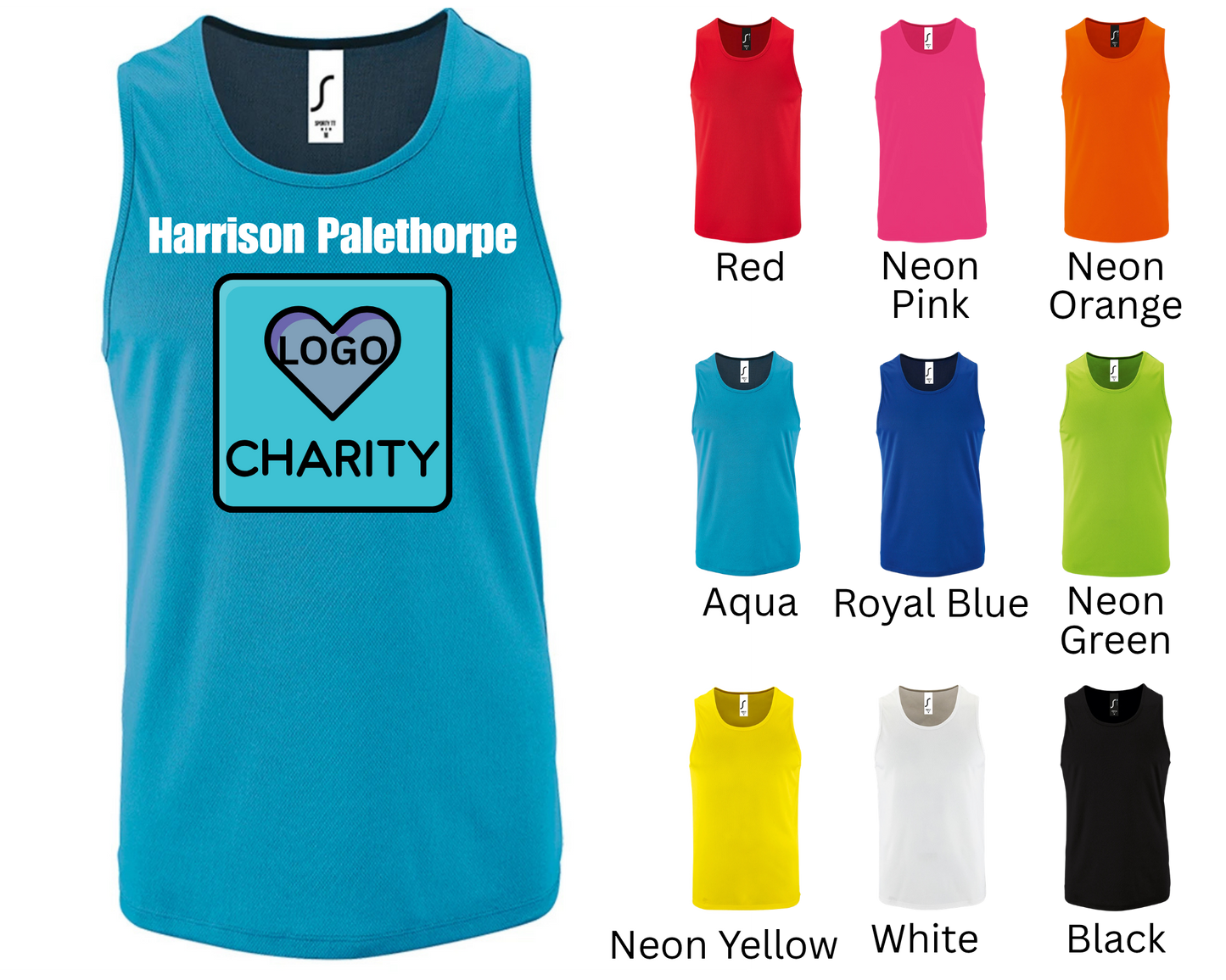 Custom Charity Running Vest – Personalised Front & Back | Marathon, Fundraiser, Memorial Run, Sponsored Event