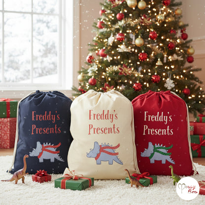Dino Theme Christmas Sack Personalised