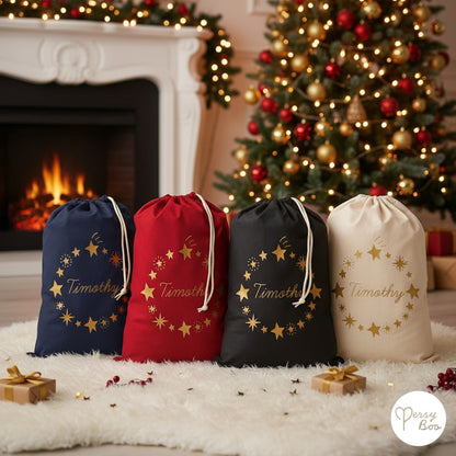 Star Wreath Christmas Sack Personalised