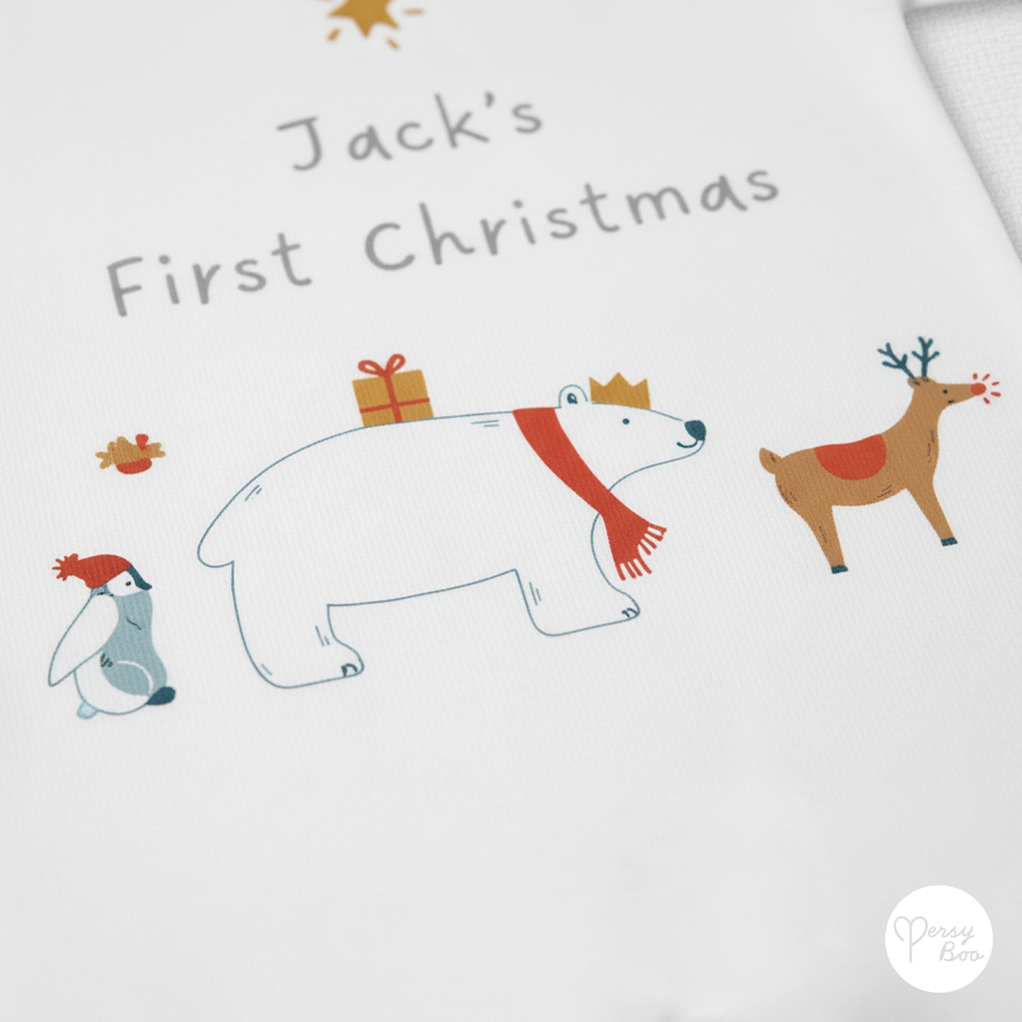 'My First Christmas' Winter Animals Romper - Personalised Baby Grow - Christmas Pyjamas