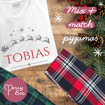 Personalised Family Christmas Pyjamas - Mix and Match - Tartan Style - Custom - Cosy Festive PJs - Add Your Name - For Kids and Adults