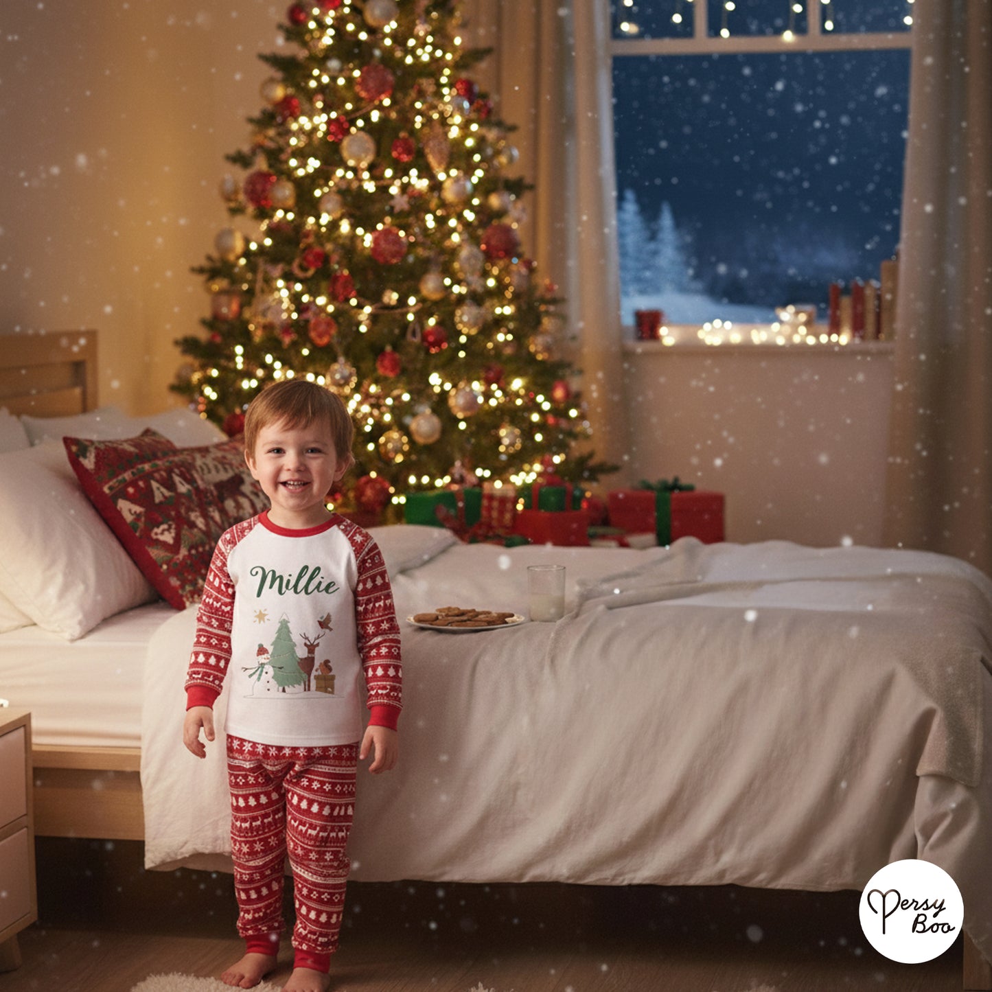 Personalised Festive Forest Pyjamas - Kids and Adults - Unisex Christmas PJ Set