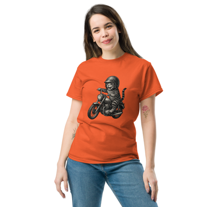 Cat Riding Motorbike Funny Biker Cat Tee