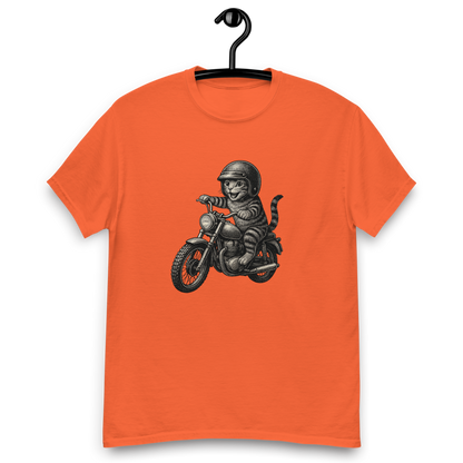 Cat Riding Motorbike Funny Biker Cat Tee