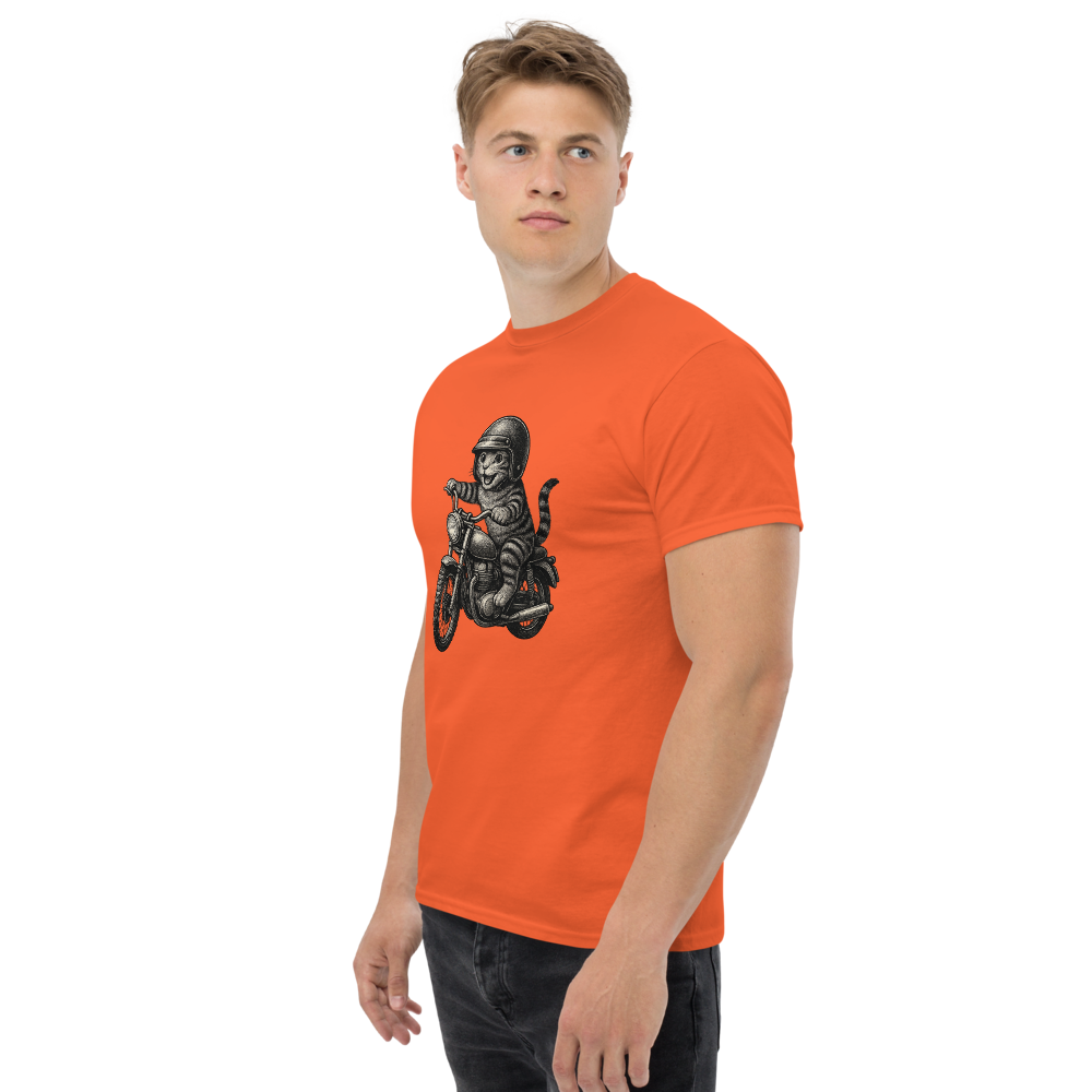 Cat Riding Motorbike Funny Biker Cat Tee