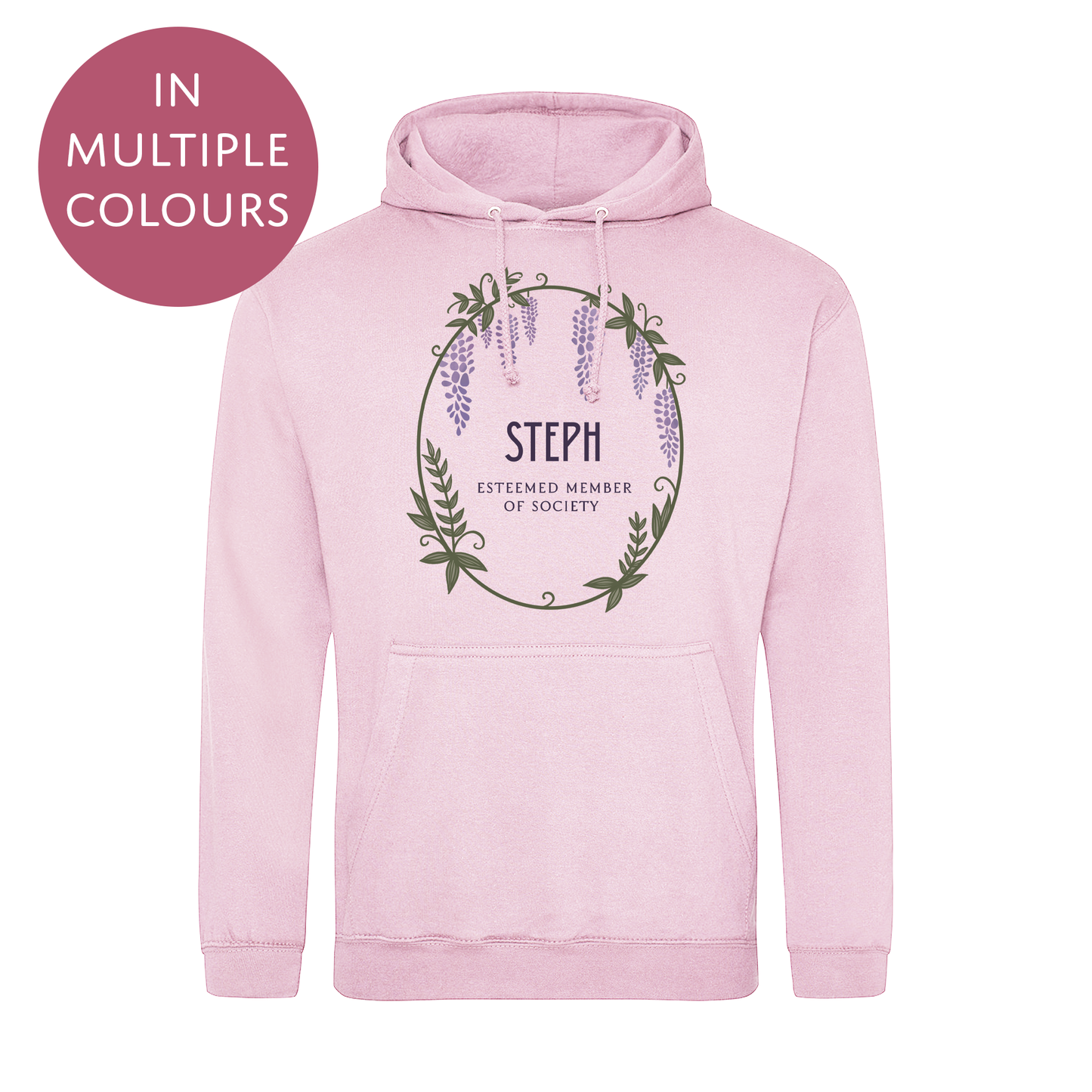 Personalised Bridgerton Inspired Hoodie / Sweatshirt - Wisteria Wreath Jumper for Adults - Mutliple Colours