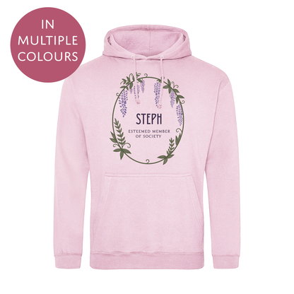 Personalised Bridgerton Inspired Hoodie / Sweatshirt - Wisteria Wreath Jumper for Adults - Mutliple Colours