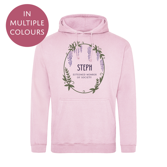 Personalised Bridgerton Inspired Hoodie / Sweatshirt - Wisteria Wreath Jumper for Adults - Mutliple Colours