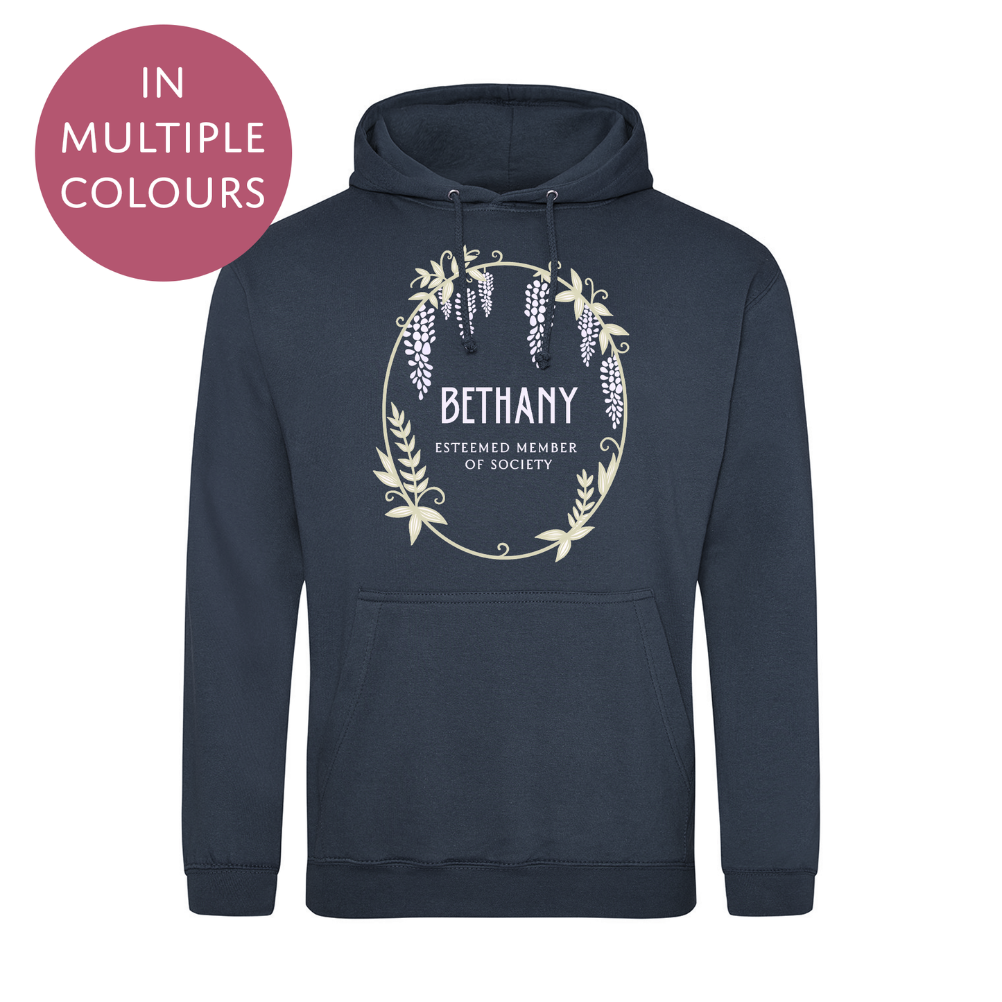 Personalised Bridgerton Inspired Hoodie / Sweatshirt - Wisteria Wreath Jumper for Adults - Mutliple Colours