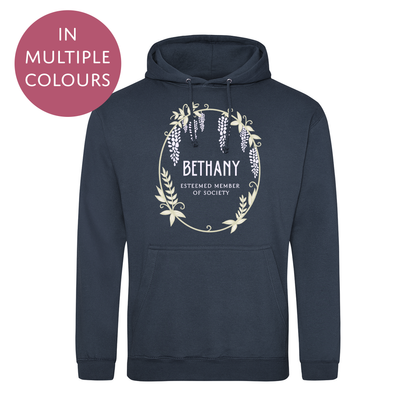 Personalised Bridgerton Inspired Hoodie / Sweatshirt - Wisteria Wreath Jumper for Adults - Mutliple Colours